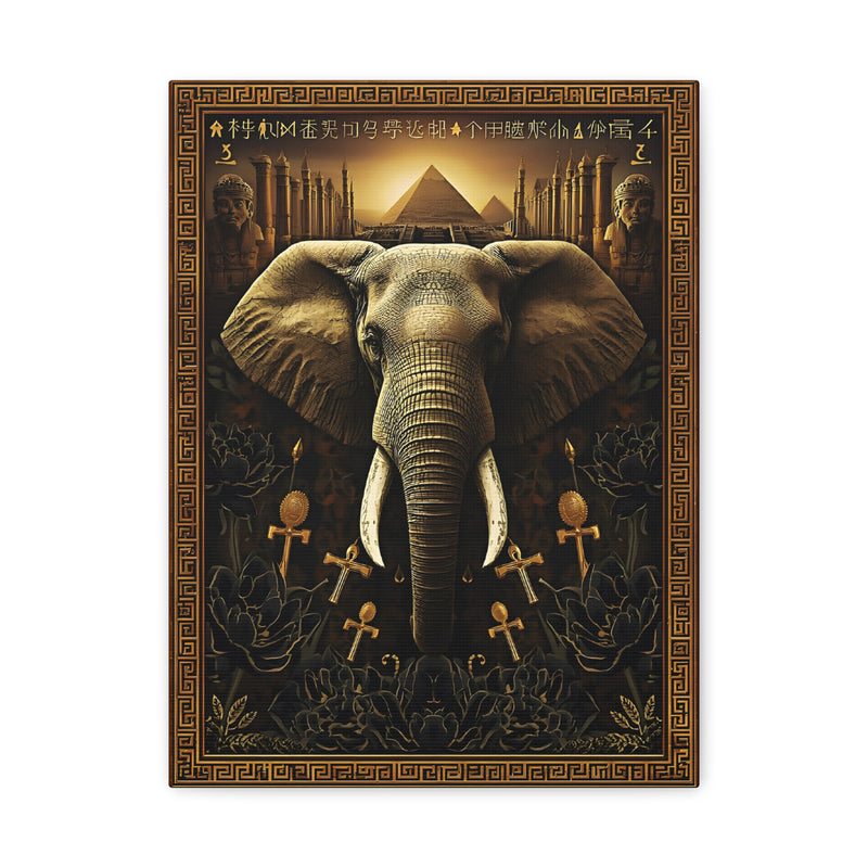 Egyptian Elephant Canvas Print in 12″ x 16″ | 30.48 cm x 40.64 cm size with a stretched 1.25″ | 3.18 cm depth profile.