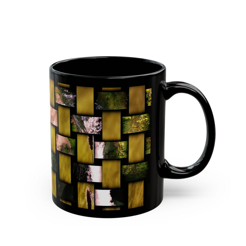 Black Ceramic Mug — Woven nature photos (11oz, 15oz)