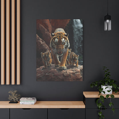 Tiger Family Canvas Print - Stretched Matte Wall Art