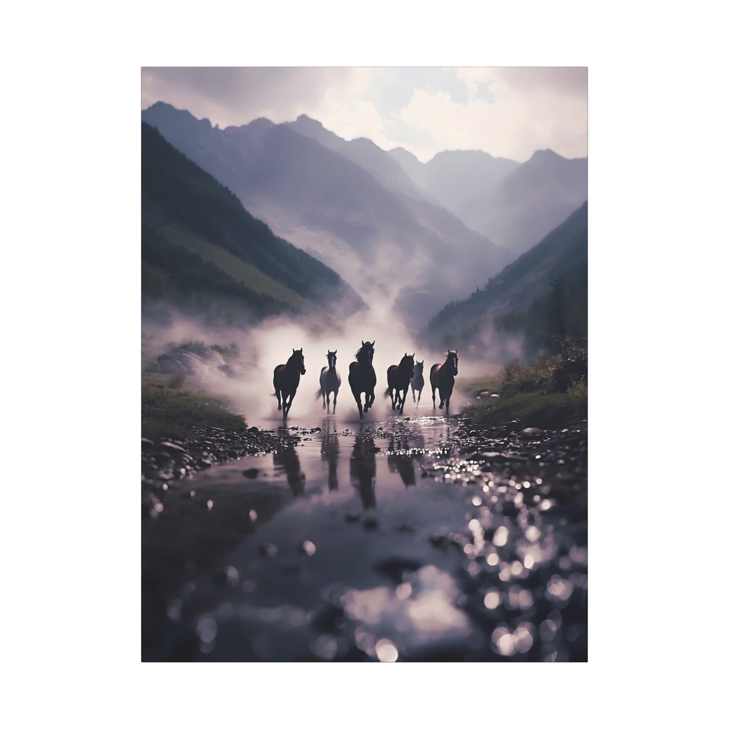 Wild Horse Sunrise Matte Canvas Print in 36″ x 48″ | 91.44 cm x 121.92 cm size with a stretched 1.25″ | 3.18 cm depth profile.