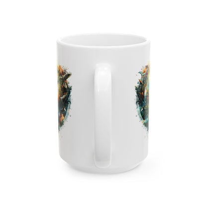 Adventure Landscape Ceramic Mug — Fantasy Nature Compass Design (11oz, 15oz)