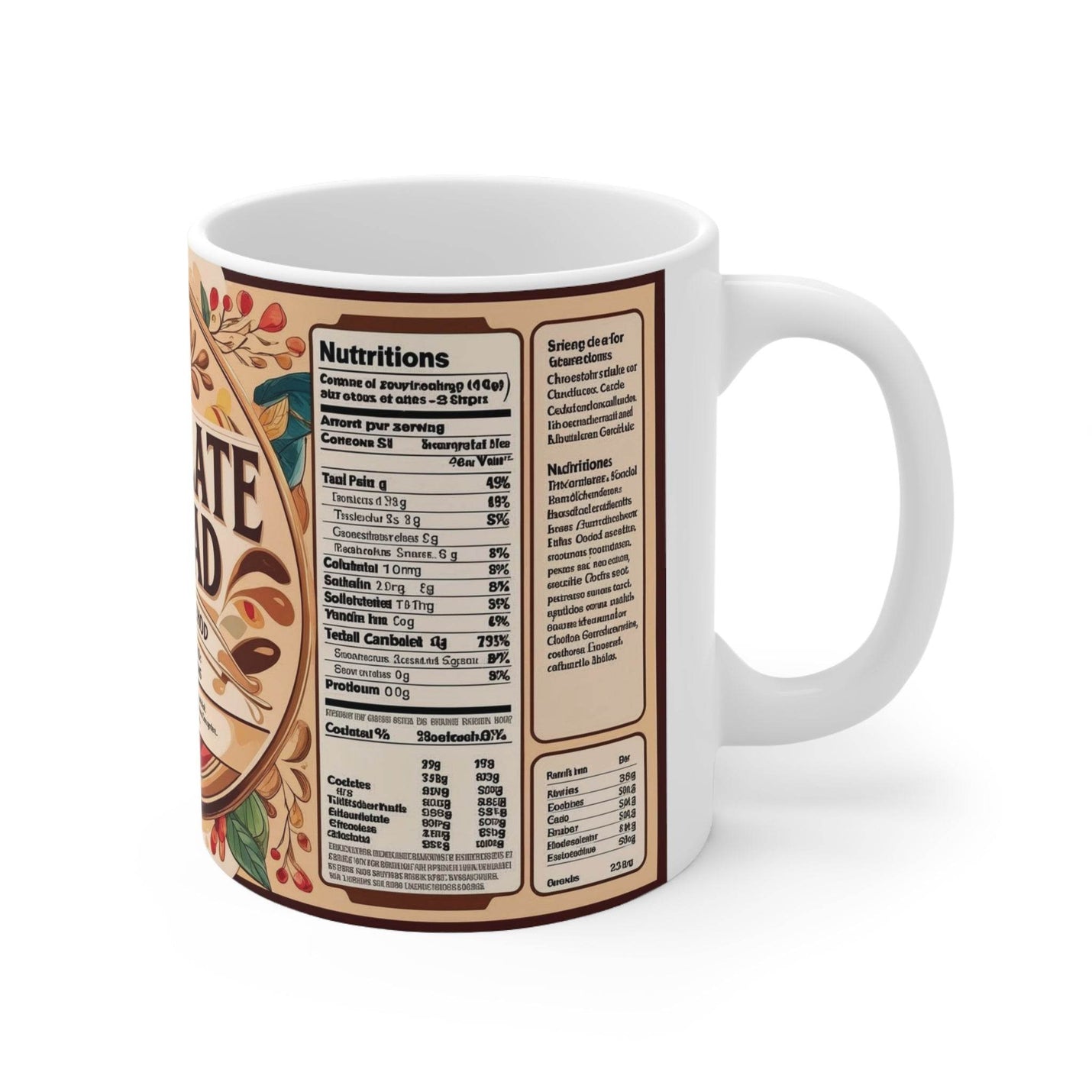 Hochwertiger 325ml Kaffeebecher im Schokoladenaufstrich-Design mit praktischem Henkel, eine tolle Geschenkidee für Schokofans.