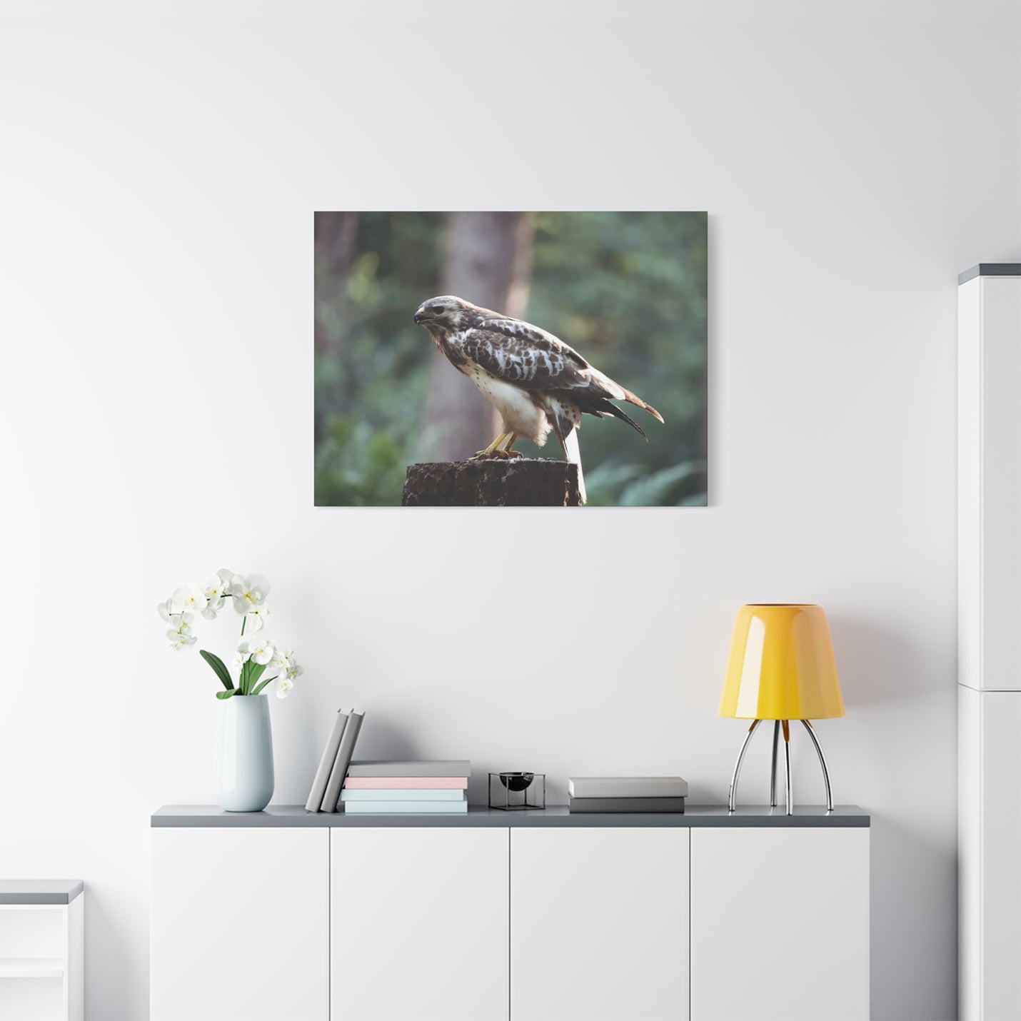 Premium 40″ x 30″ | 101.60 cm x 76.20 cm wildlife buzzard portrait on a 1.25″ | 3.18 cm wood gallery framework.