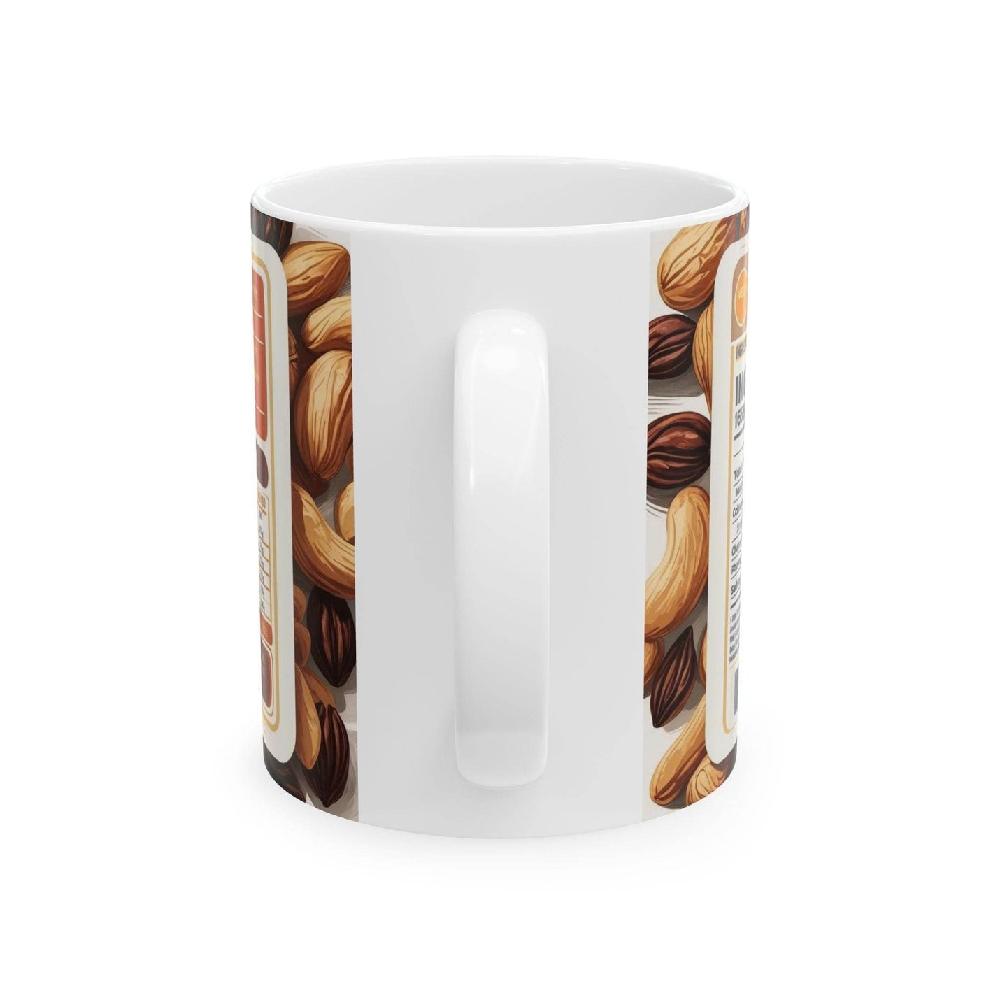 Cozy holiday view of a 11oz Mug - Nuts Coffee Mug near a bright window during a relaxed winter afternoon break.