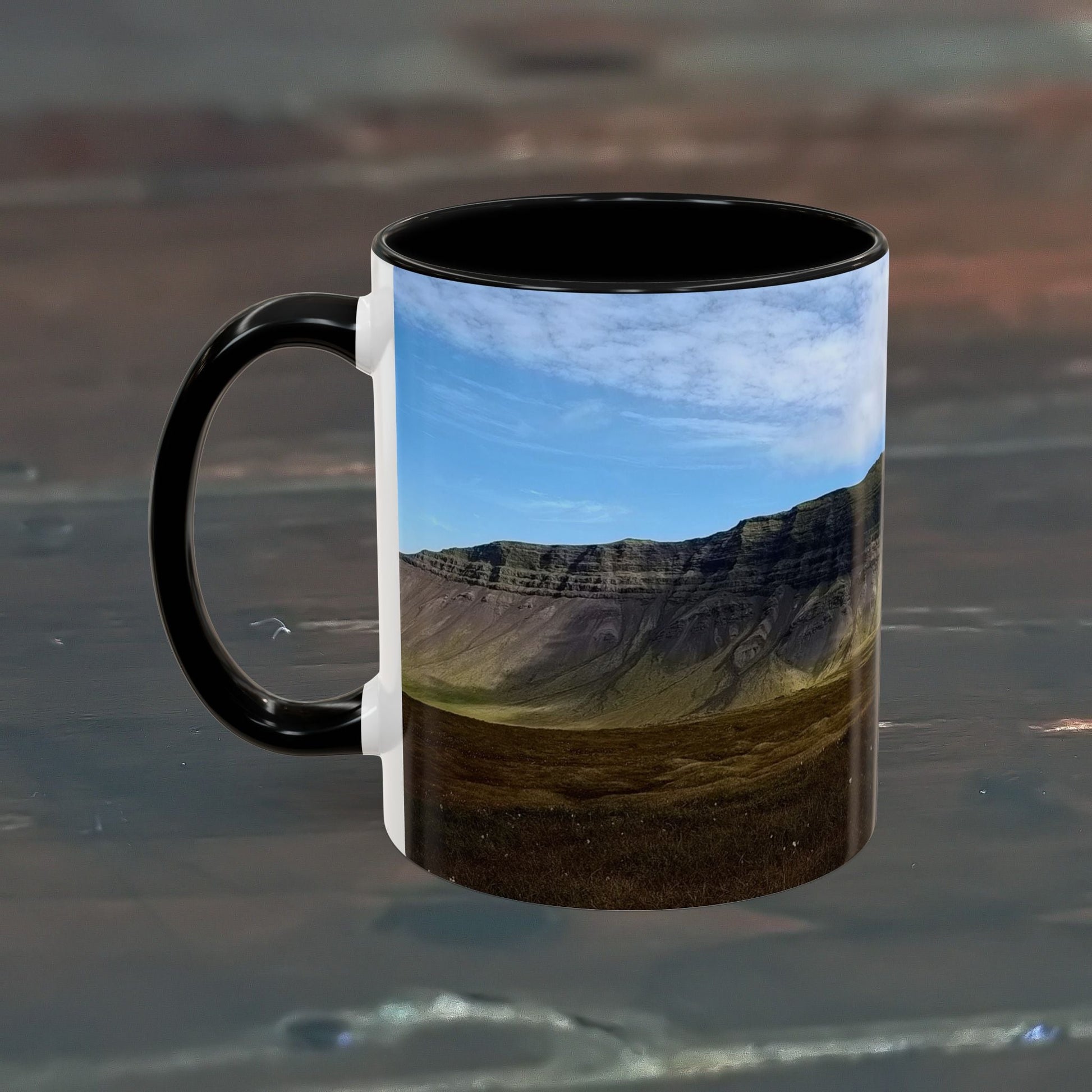 11oz coffee mug featuring Iceland scenery, perfect for hot beverages.