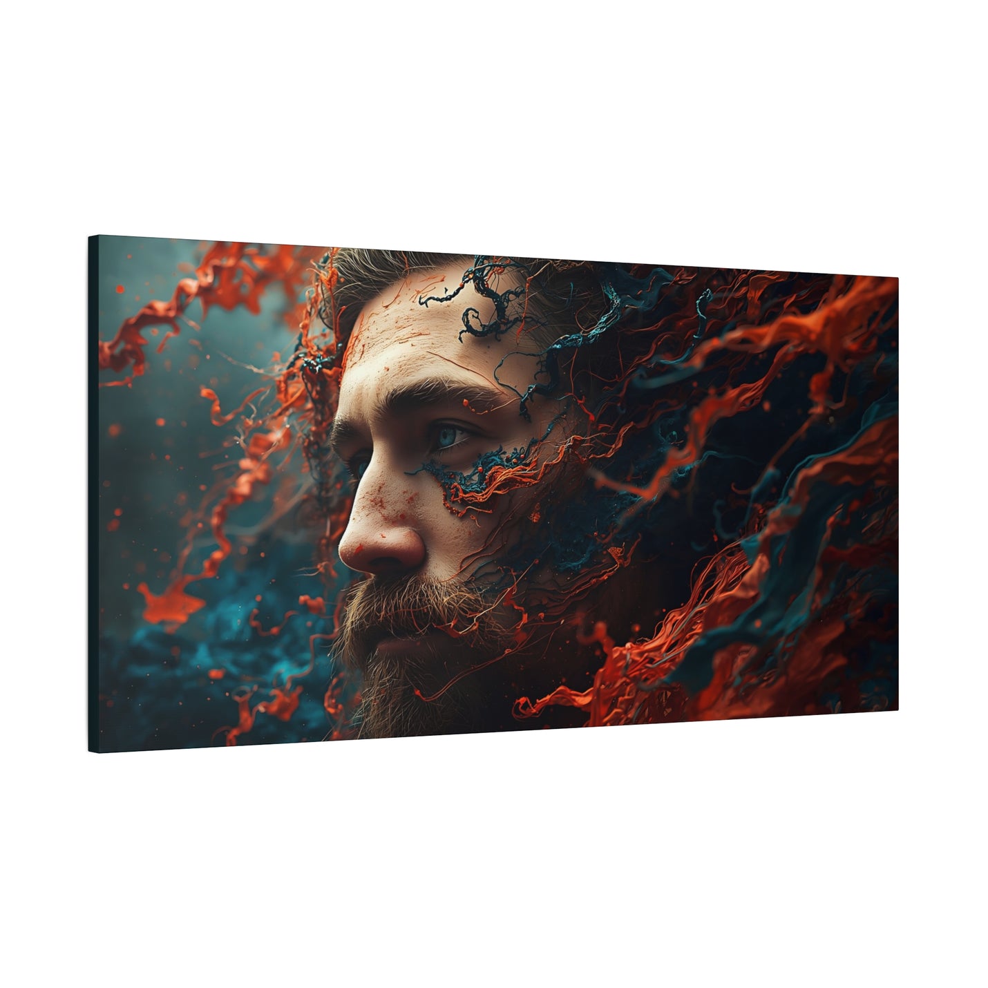 Stretched Wall Art on 48″ x 24″ | 121.92 cm x 60.96 cm canvas print with Depth 1.25″ | 3.18 cm showing a painterly ocean deity.