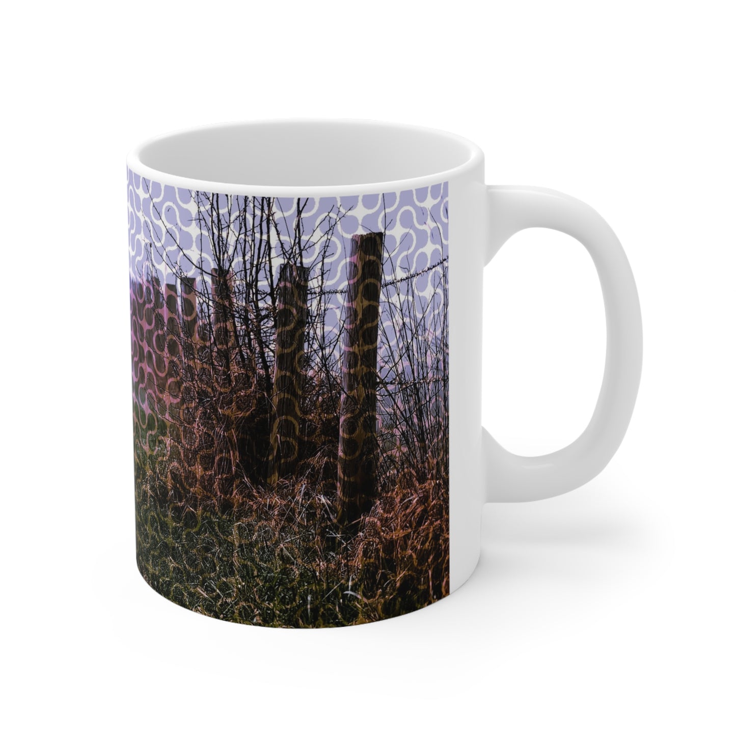Ceramic Mug — Misty Forest Fence Landscape Coffee Mug