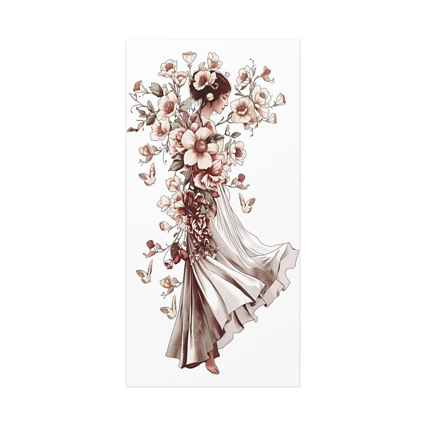 20″ x 40″ | 50.80 cm x 101.60 cm Floral Ballet Canvas Print with Depth 1.25″ | 3.18 cm showing a dancing woman.