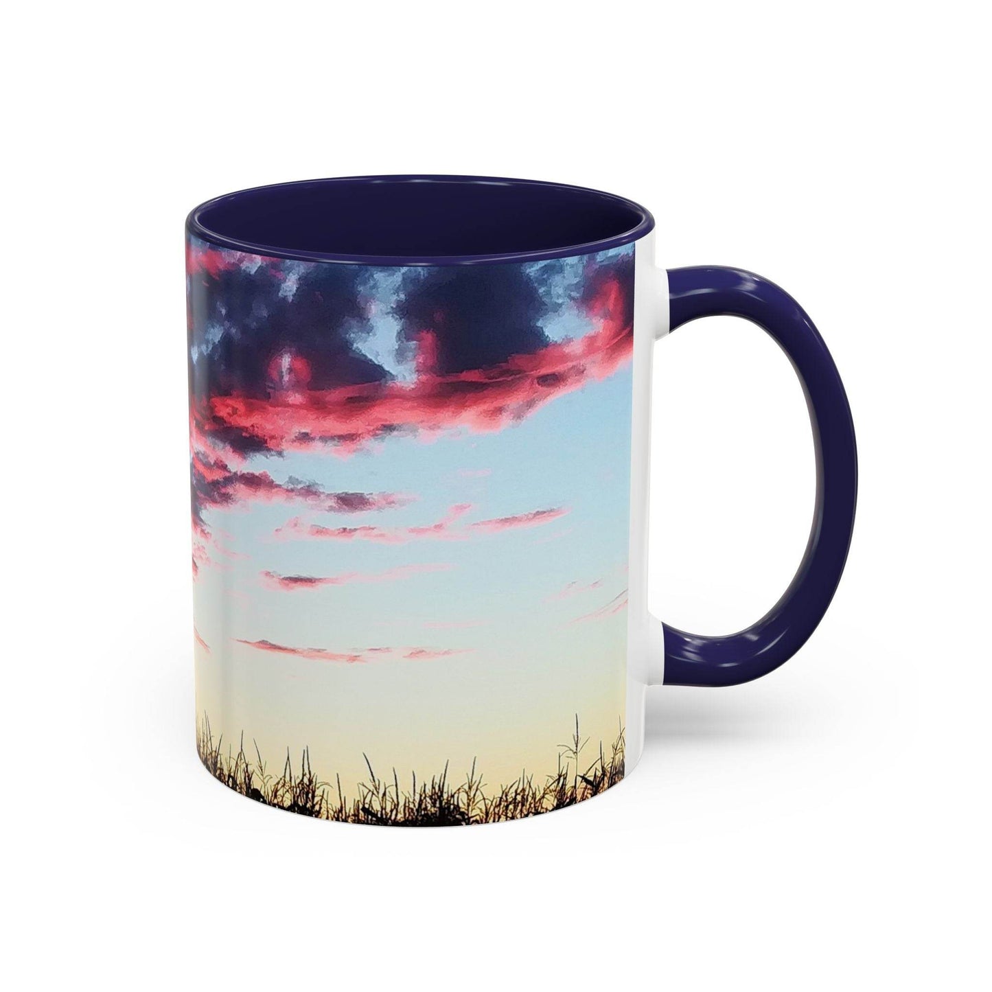 Sunset Accent Coffee Mug - Artistic Drinkware for Nature Lovers, Home Office Decor, Gifts for Coffee Lovers, Birthday, Relaxation - A Pretty Print