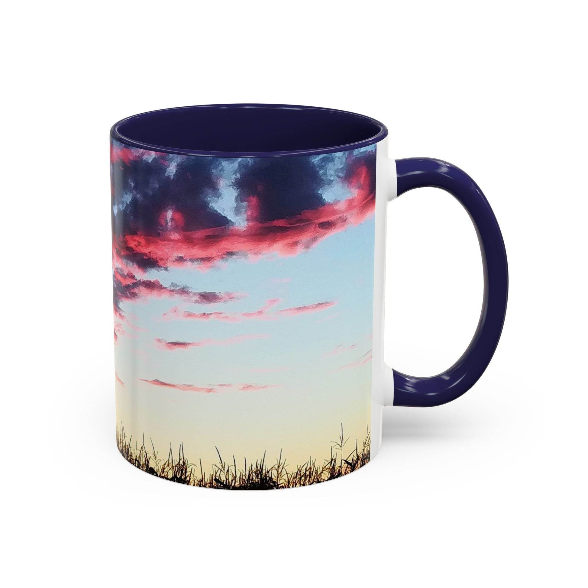 Sunset Accent Coffee Mug - Artistic Drinkware for Nature Lovers, Home Office Decor, Gifts for Coffee Lovers, Birthday, Relaxation - A Pretty Print