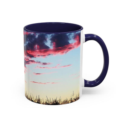 Sunset Accent Coffee Mug - Artistic Drinkware for Nature Lovers, Home Office Decor, Gifts for Coffee Lovers, Birthday, Relaxation - A Pretty Print
