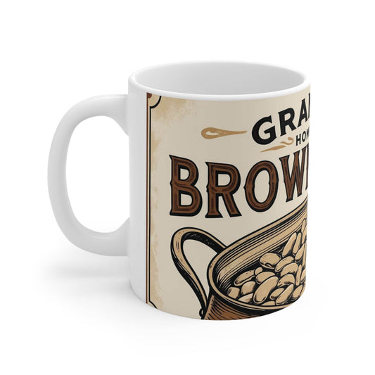 Mug - Can of Brown Beans Design, Ceramic Coffee Cups - A Pretty Print