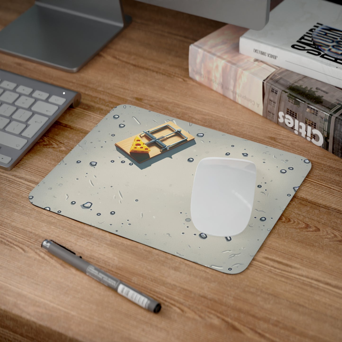 Mouse Pad Rectangle, Mouse Trap Design, Gaming Desk Accessory, Office Decor, Desk Organizer, Computer Mouse Mat