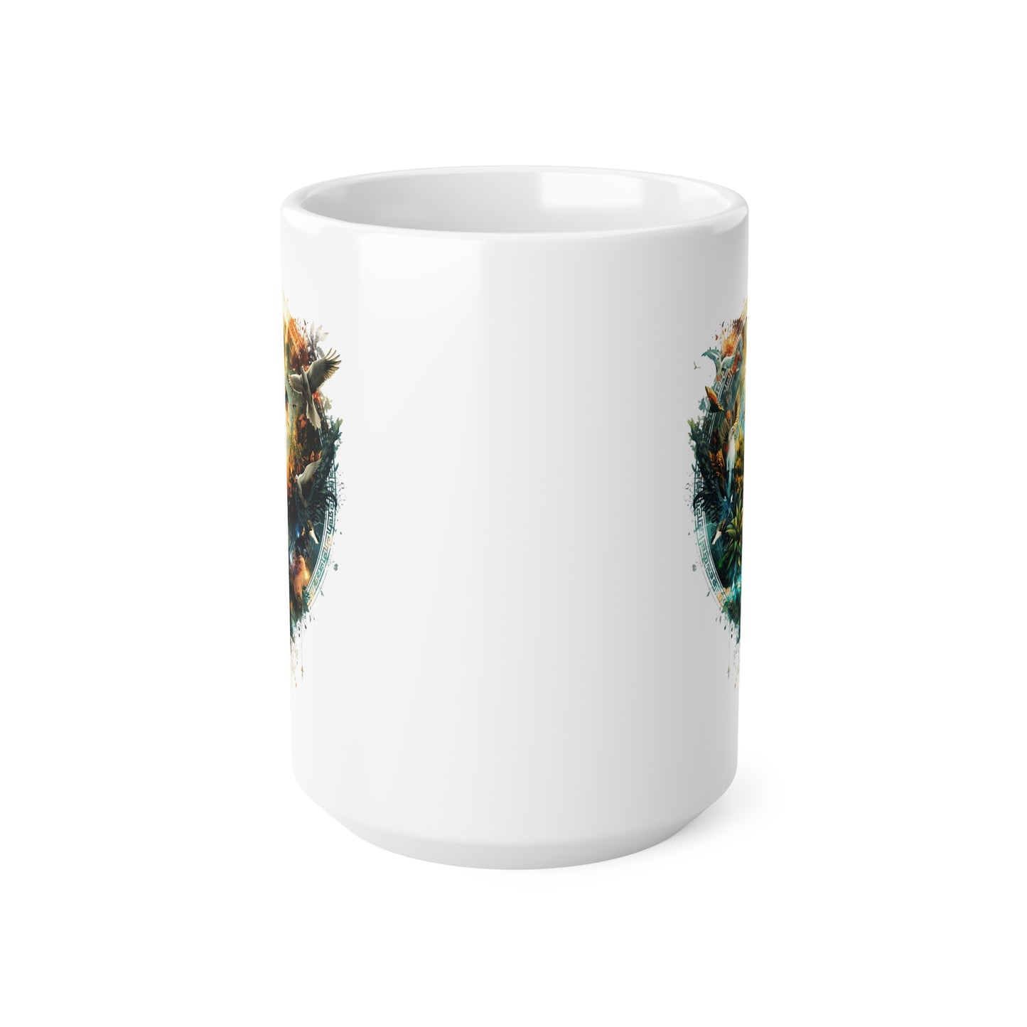 Adventure Landscape Ceramic Mug — Fantasy Nature Compass Design