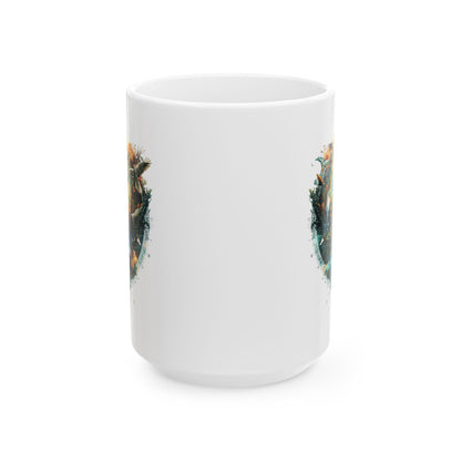 Adventure Landscape Ceramic Mug — Fantasy Nature Compass Design (11oz, 15oz)