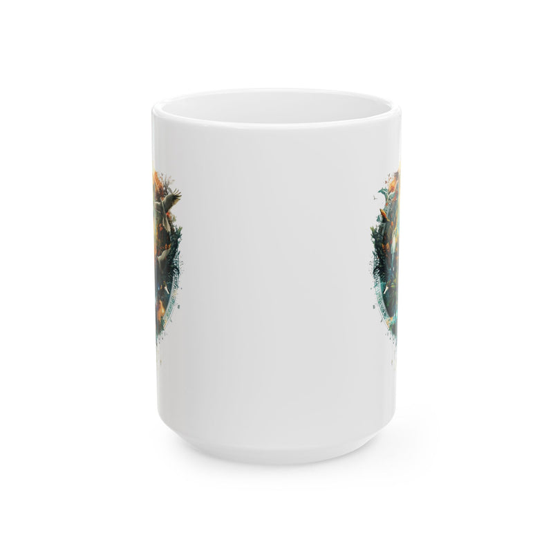 Adventure Landscape Ceramic Mug — Fantasy Nature Compass Design (11oz, 15oz)