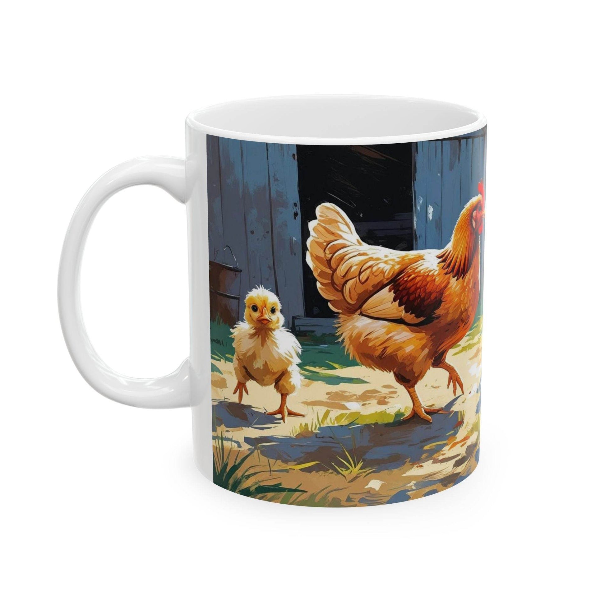 Mug - Chicken with Cute Little Chicks Coffee Cup - A Pretty Print