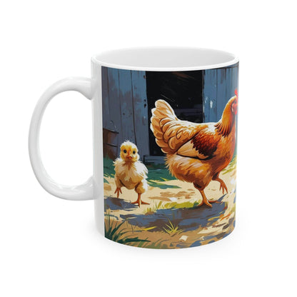 Mug - Chicken with Cute Little Chicks Coffee Cup - A Pretty Print