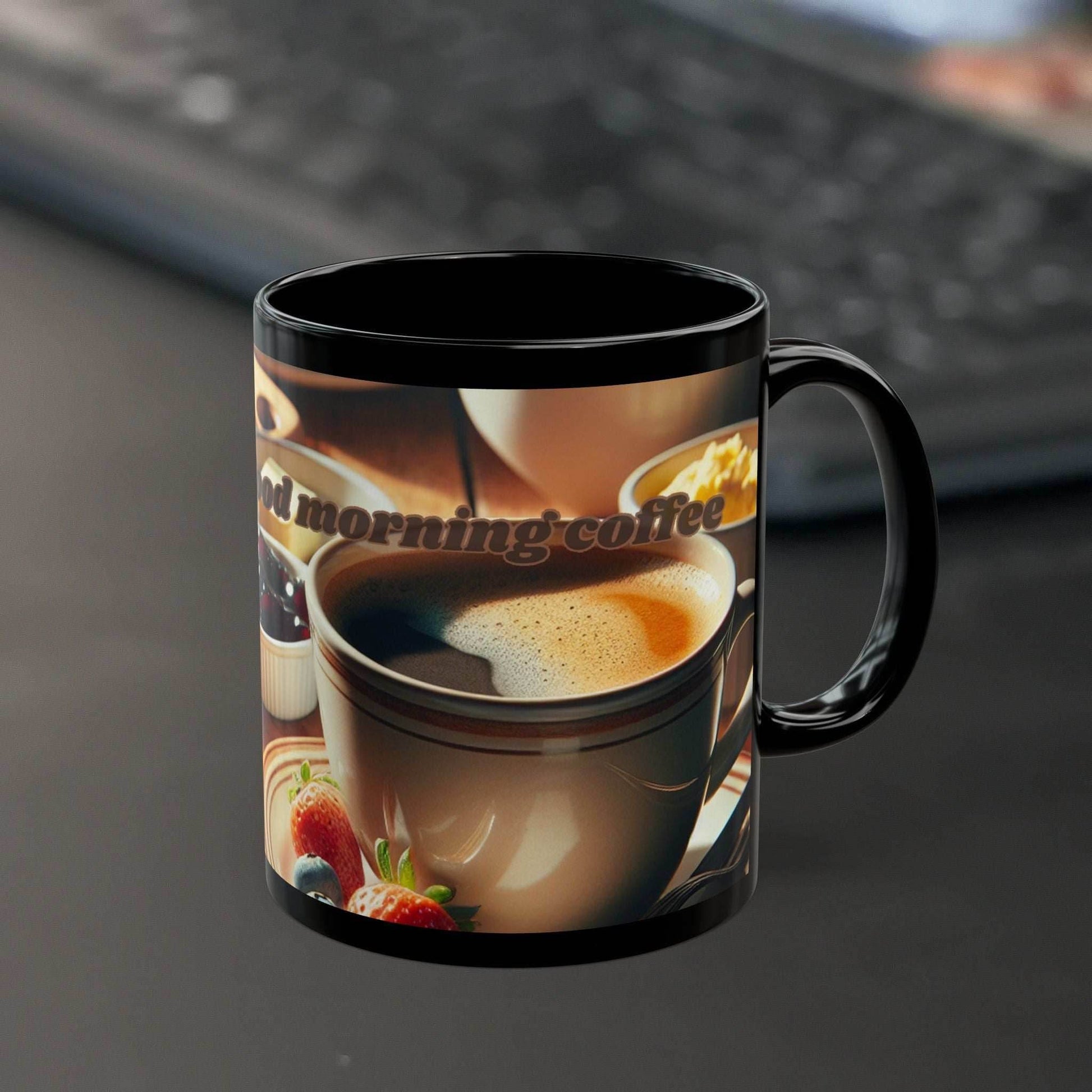 Coffee Mug - Freshly Made Good Morning Coffee - Black - A Pretty Print