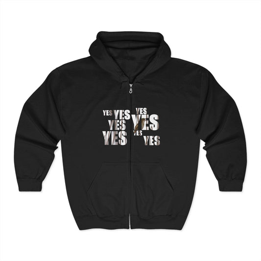 Unisex Heavy Blend™ Yes and No Print Full Zip Hooded Sweatshirt - A Pretty Print