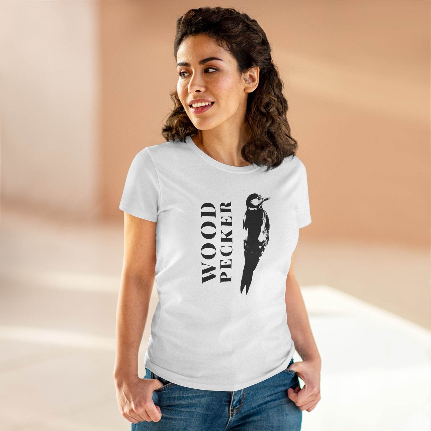 Woodpecker Graphic Tee, Nature Lover Shirt, Casual Women's Shirt, Birdwatching - A Pretty Print