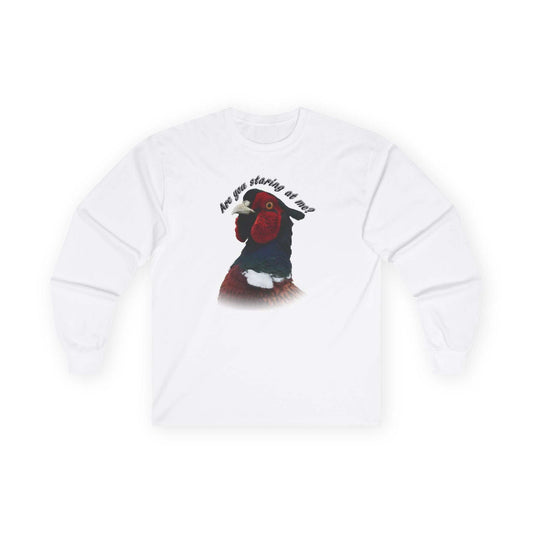 Unisex Ultra Cotton Long Sleeve Tee with humorous pheasant design.