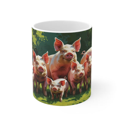 Coffee Cups - Cute Pigs Design - A Pretty Print