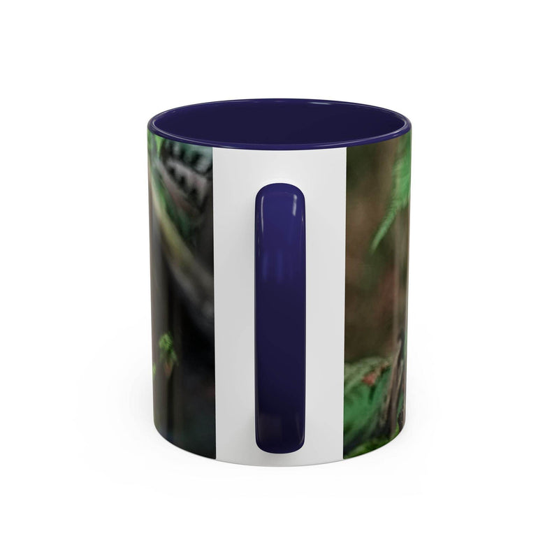 Nature inspired colorful jay 11oz mug featuring a navy inner rim.