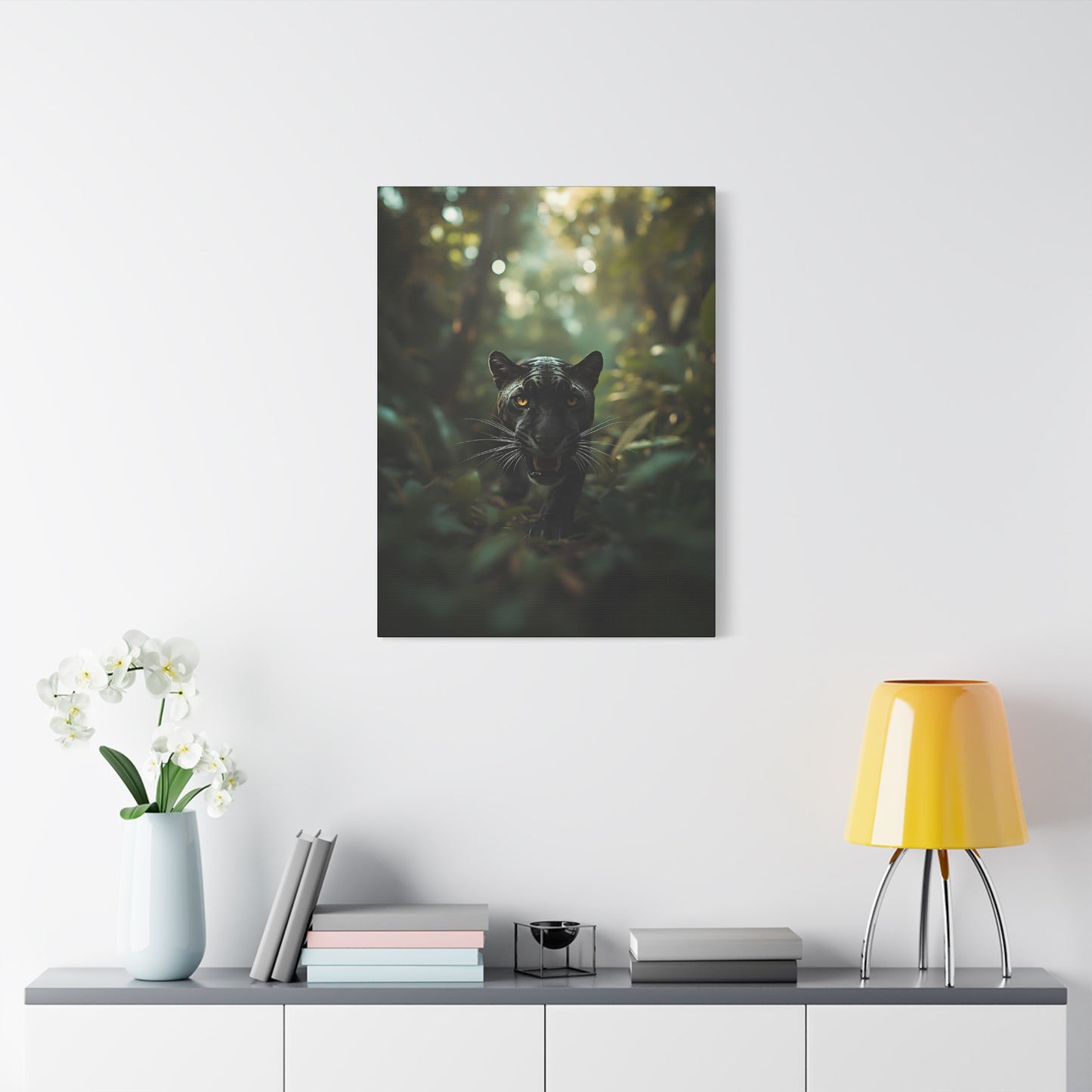 Black Panther Canvas Wall Art — Majestic Jungle Cat Stretched Matte Canvas