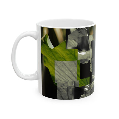 Botanical Ceramic Mug — Abstract Lotus & Leaf Art (11oz, 15oz)