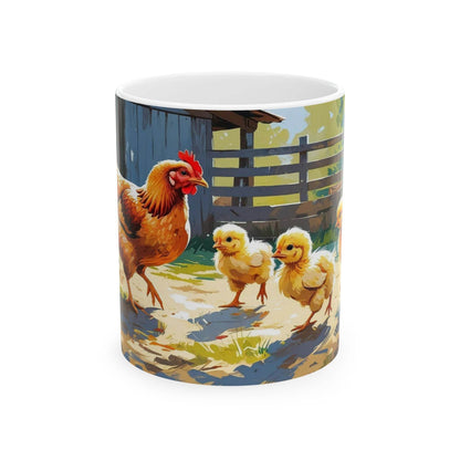 Mug - Chicken with Cute Little Chicks Coffee Cup - A Pretty Print