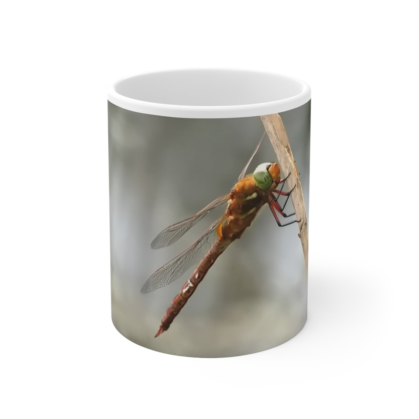 Mug - Pretty Dragonfly Design, White Ceramic 11oz