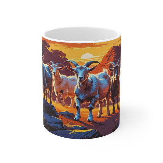 Mug Goats in the Mountains Ceramic Coffee Cup - A Pretty Print