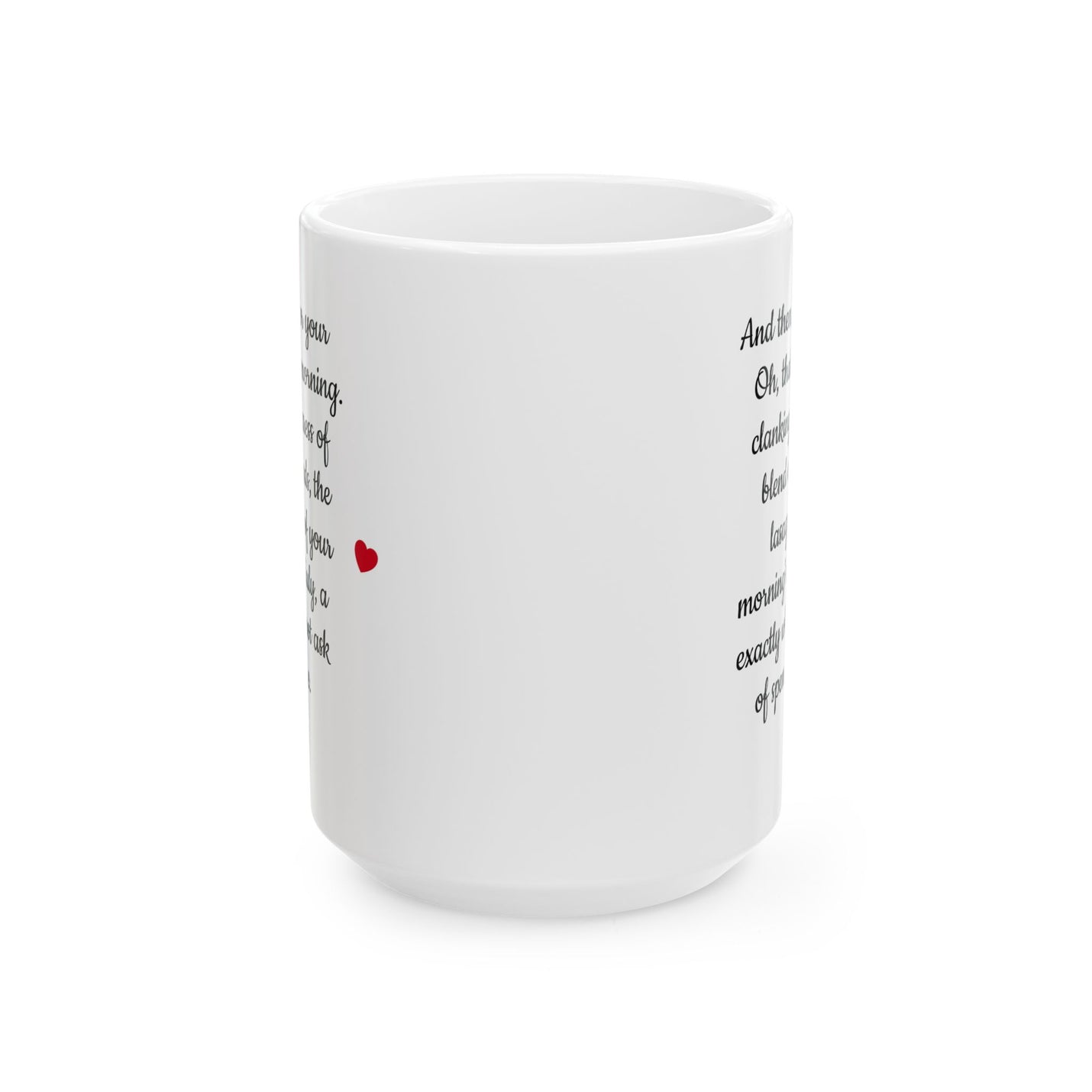 Premium 15oz Romantic Love Letter Mug Ceramic Coffee Cup held by hand during a weekend slow-brew session.