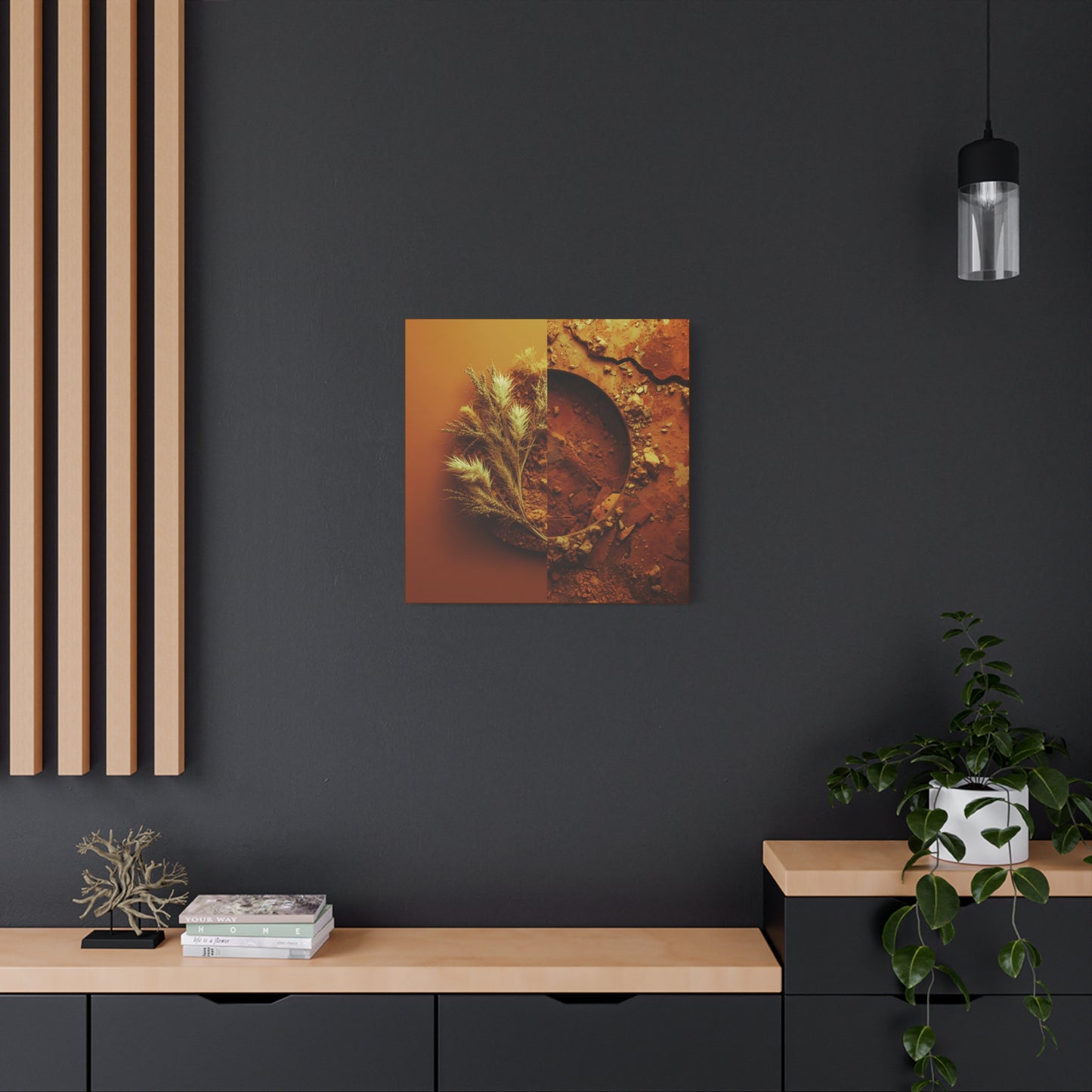 Autumn Texture Canvas Wall Art — Golden Pampas & Earth Tones Stretched Print