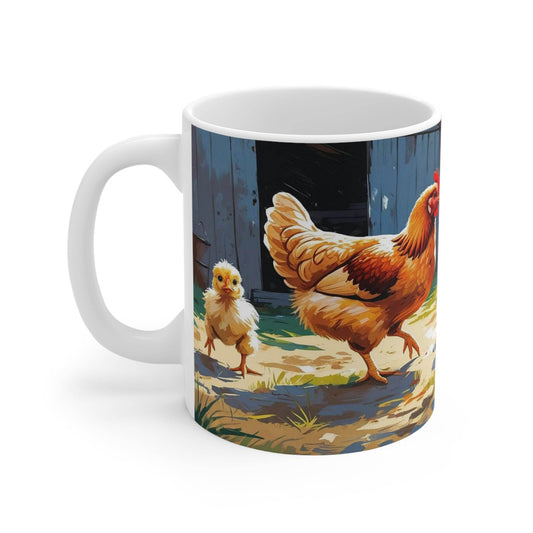 Mug - Chicken with Cute Little Chicks Coffee Cup - A Pretty Print