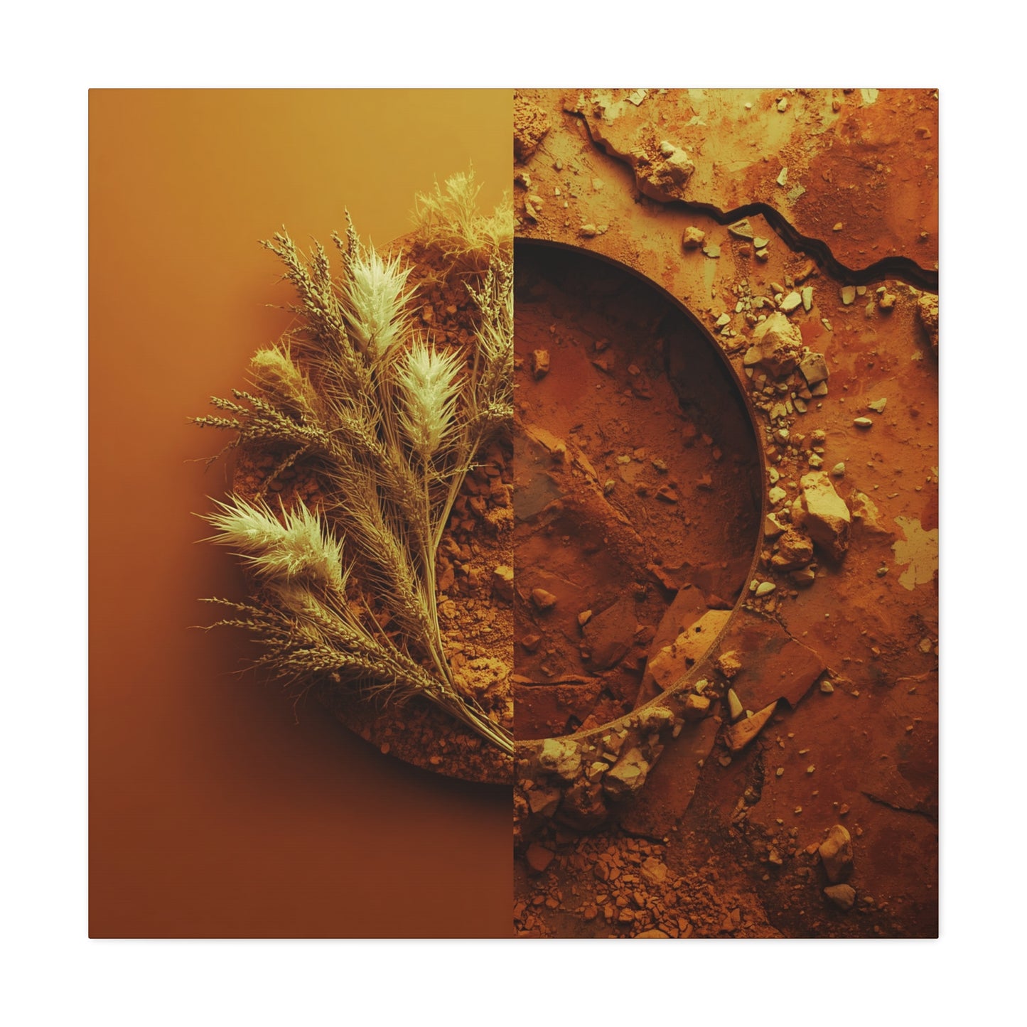 Autumn Texture Canvas Wall Art — Golden Pampas & Earth Tones Stretched Print