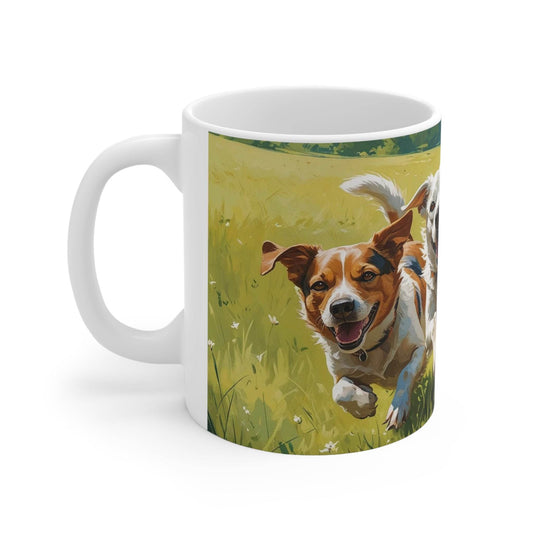 Mug - Running Dogs in a Meadow Coffee Cup - A Pretty Print
