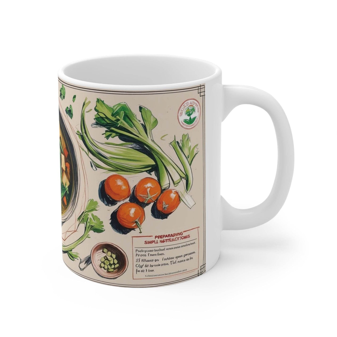 Hochwertiger 325ml Becher verziert mit einer kreativen Illustration von leckerer chinesischer Gemüsesuppe für Heißgetränke.