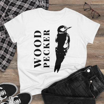 Woodpecker Graphic Tee, Nature Lover Shirt, Casual Dames Shirt, Vogels kijken