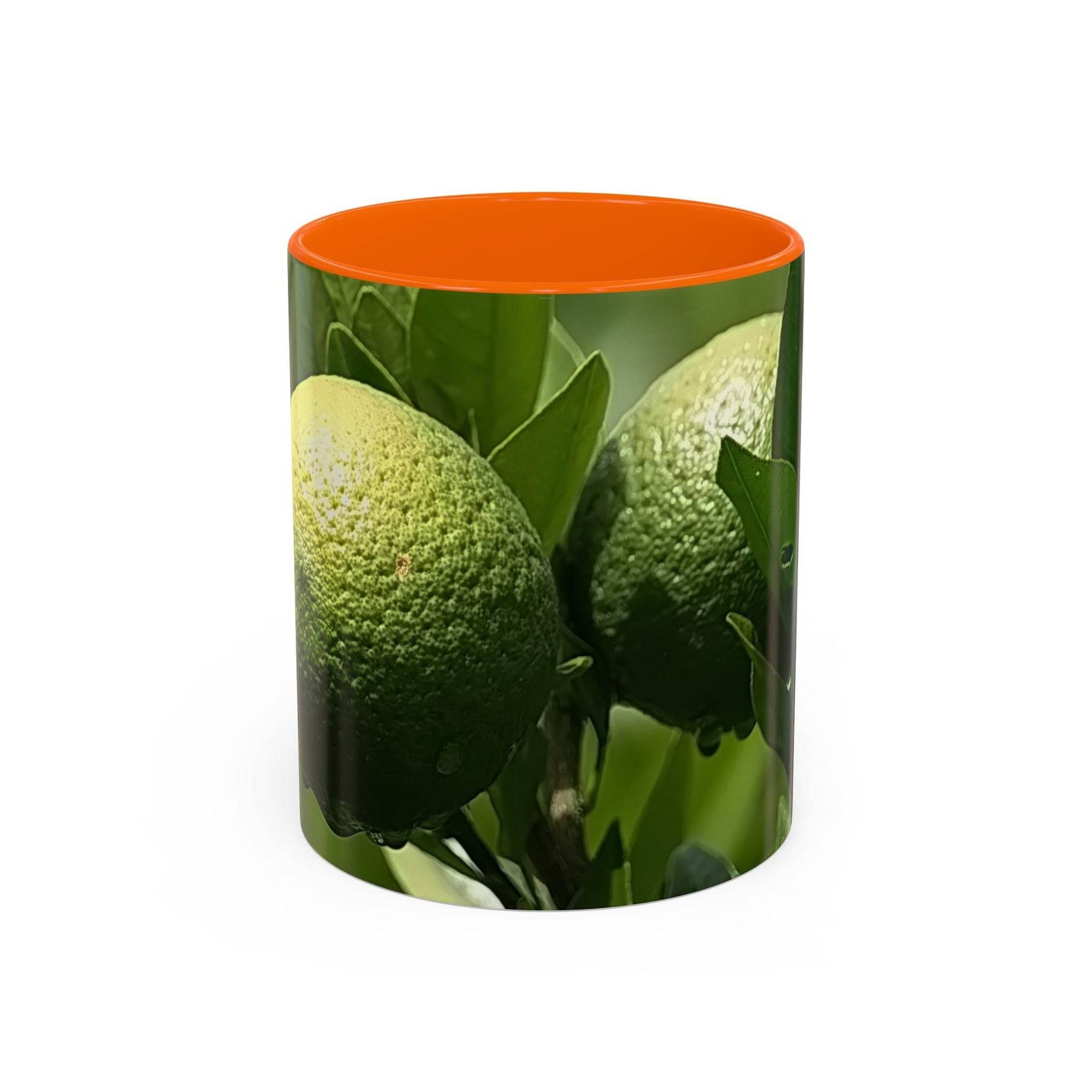 325ml Kaffeebecher mit Früchten, gestaltet mit orangem Henkel und oranger Innenseite, um Farbe in Ihre Morgenroutine zu bringen.