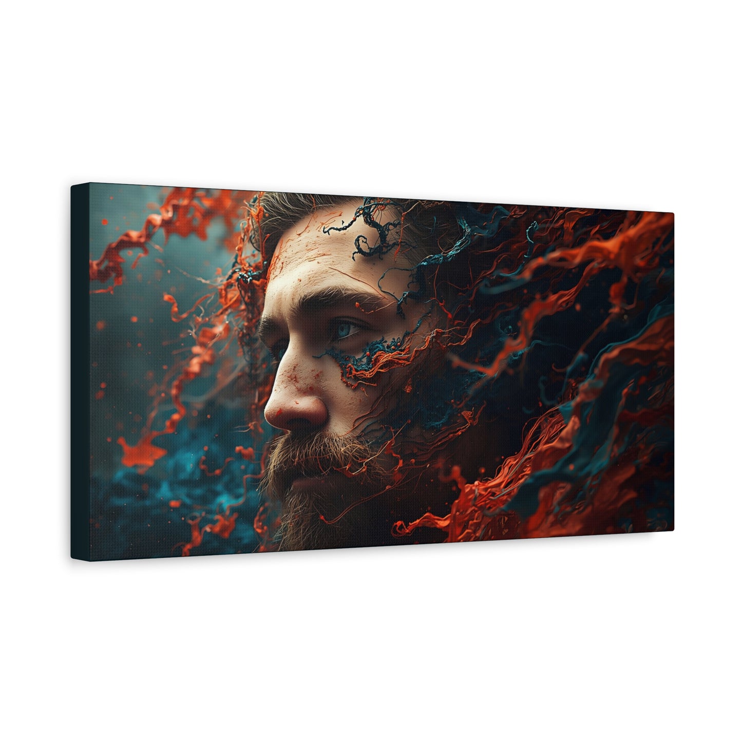 Surreal Sea-God Portrait Matte Canvas Print — Stretched Wall Art