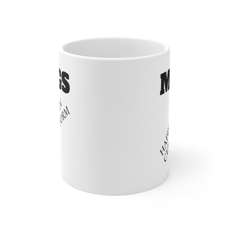 Glänzender 325ml weißer Keramik-Becher mit cleverem Spruch und bequemem C-Henkel, perfekt für Küche und Schreibtisch.