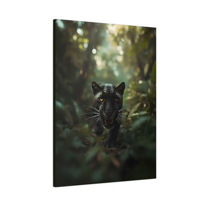 Black Panther Canvas Wall Art — Majestic Jungle Cat Stretched Matte Canvas