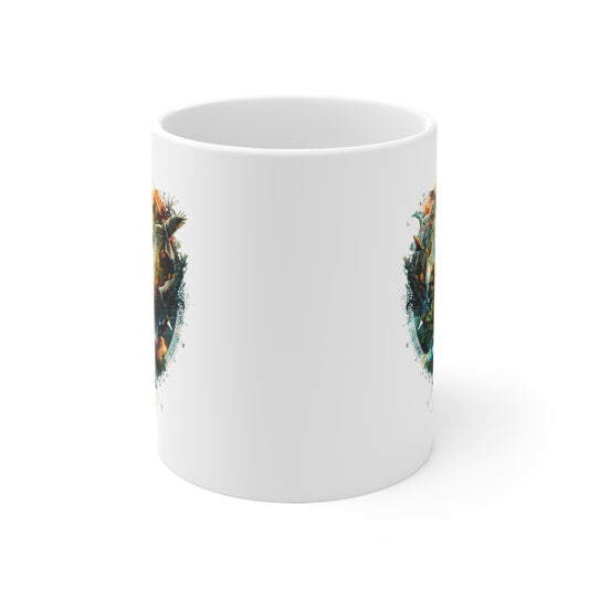 Adventure Landscape Ceramic Mug — Fantasy Nature Compass Design