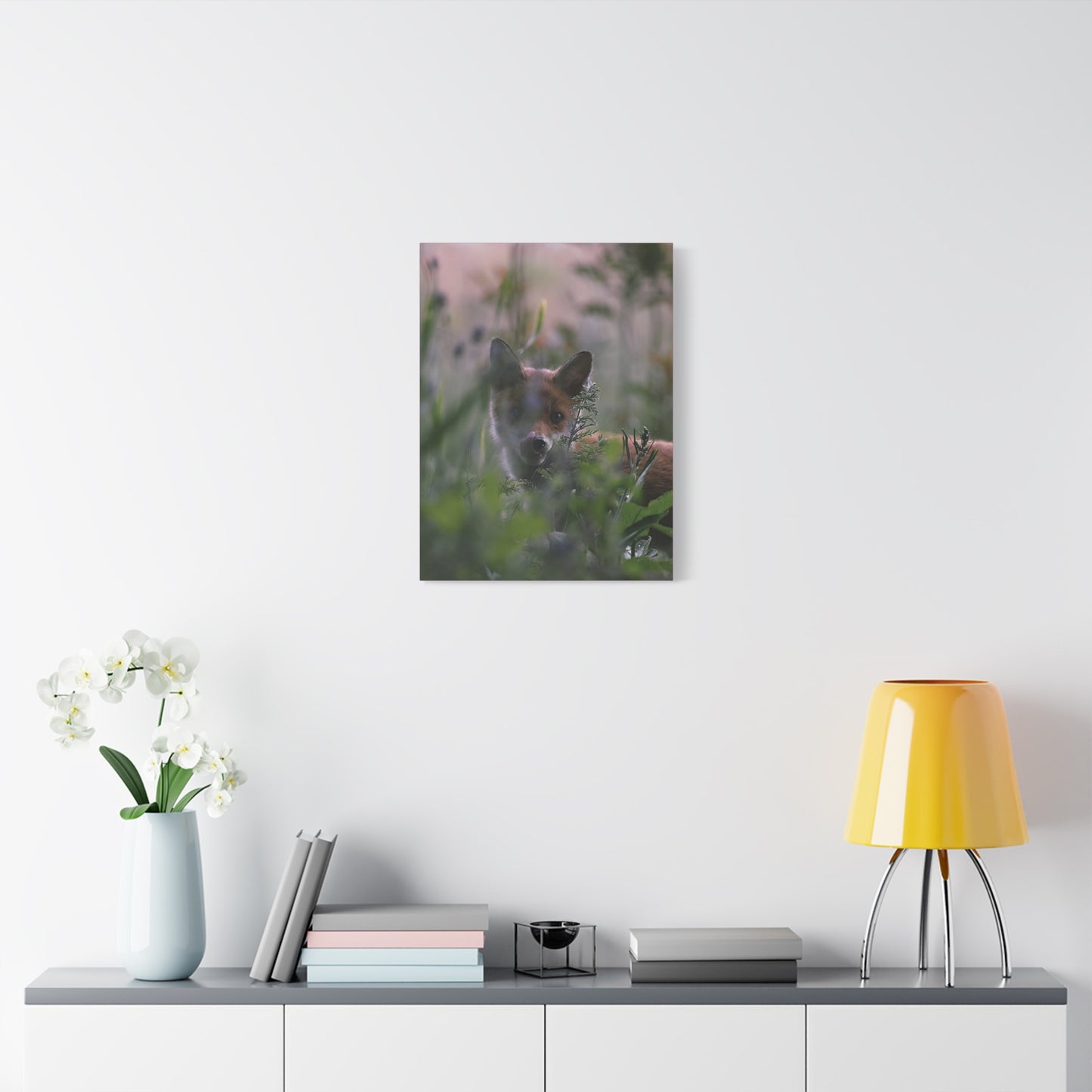 Vos in het wild, matte canvasprint — Natuur muurdecoratie, gespannen op een frame van 3,17 cm (1,25 inch)