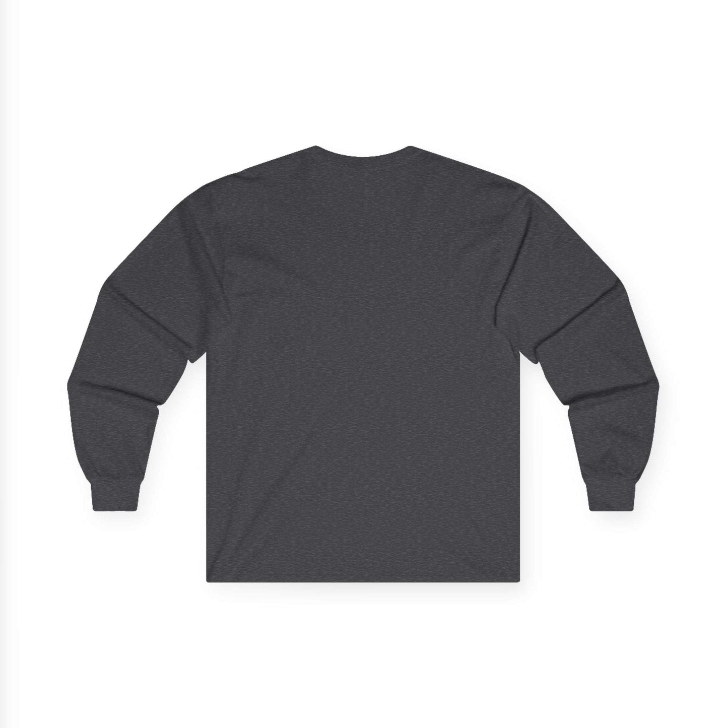 Unisex Ultra Cotton Long Sleeve Tee in dark color, back view.
