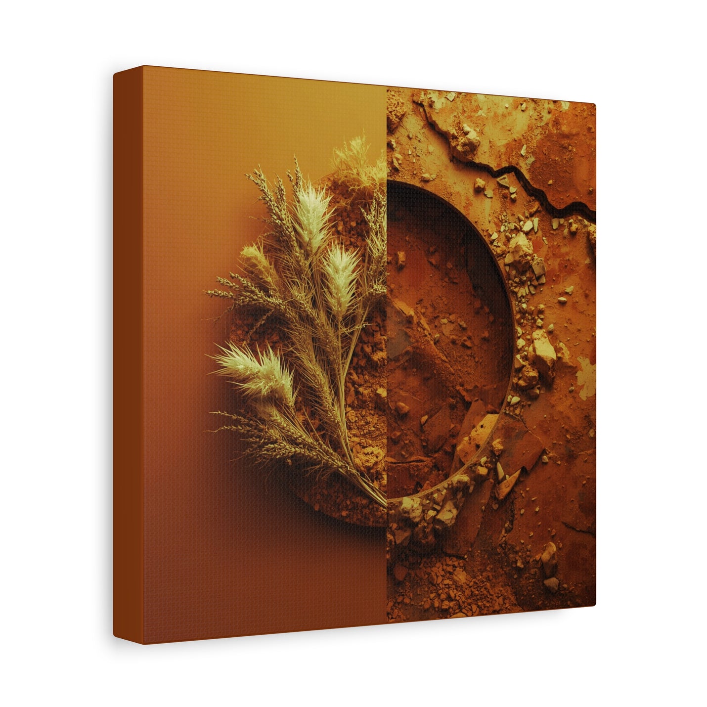 Herbstliches Wandbild mit goldenem Pampasgras in 10″ x 10″ | 25.40 cm x 25.40 cm mit 1.25″ | 3.18 cm Tiefe.