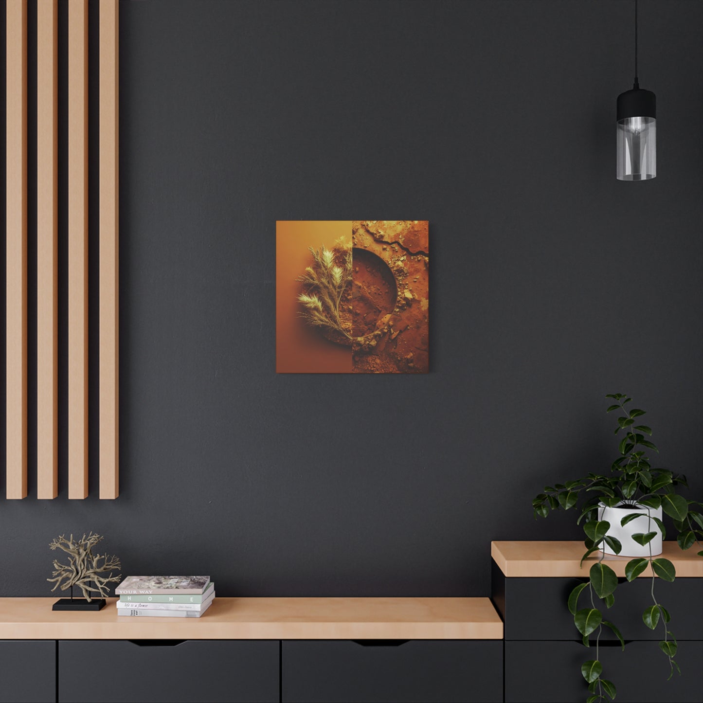 Autumn Texture Canvas Wall Art — Golden Pampas & Earth Tones Stretched Print