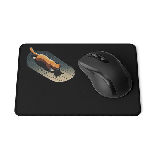 Non-Slip Crawling Cat Gaming Mouse Pad with cat design on desk.